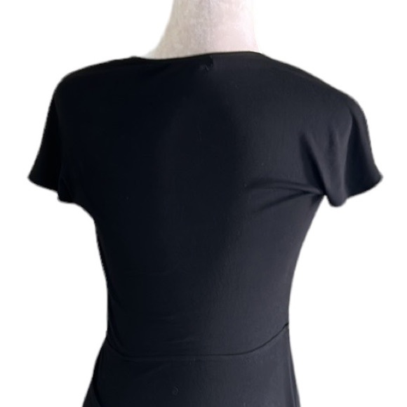 Shoshanna Black Jersey Knit Draped Surplice V-Neck A-Line Midi Dress - 8 - Picture 6 of 10